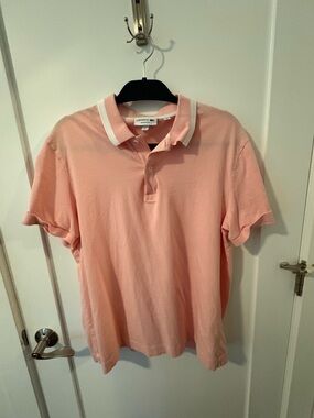 Lacoste Men’s Peach Polo with White-Trim Collar